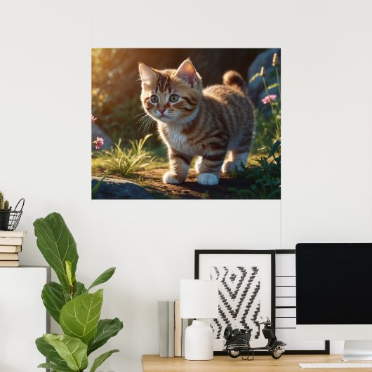 Poster *~* TABBY observer Kitty Cat 5:4 Feline Kitten (Bureau à domicile)
