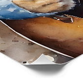 Poster Tabby rayé Cat Rock Star Jouer de la guitare (Coin)