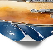 Poster Tabby Stried Cat Rock Star Jouer Guitare Brown (Coin)