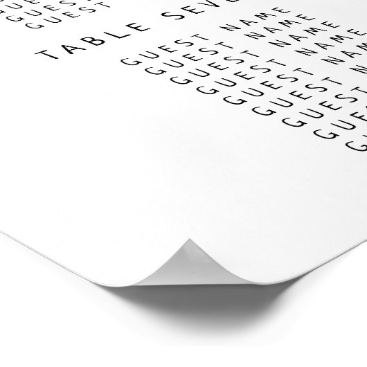 Poster Tabelplan bestemmingbruiloft (Hoek)