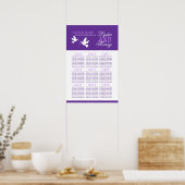 Poster table blanche pourpre mariage plan 1-9 (Cuisine)