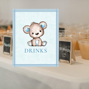 Poster Table Boissons Ourson Brun Mignon Baby Shower