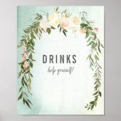Poster Table Boissons Rose Blanche Bébé Sprinkle Shower (Devant)