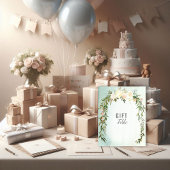 Poster Table Cadeau Vert Rose Bébé Saupoudrer Douche