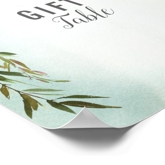 Poster Table Cadeau Vert Rose Bébé Saupoudrer Douche (Coin)