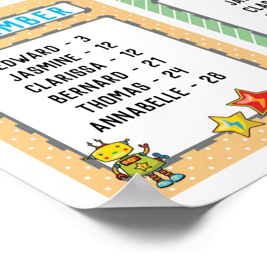 Poster Table d'anniversaire en classe en robots Thème (Coin)