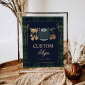 Poster Table de baby shower éditables Ourson Polo Preppy 