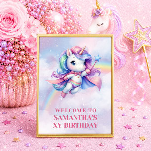 Poster Table de bienvenue anniversaire fille licorne past