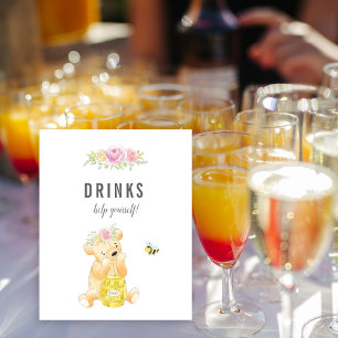Poster Table de boissons mignonne Fille Ours en peluche B