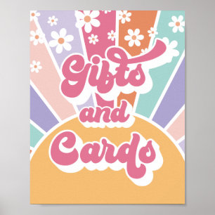 Poster Table de cadeaux d'anniversaire rétro soleil