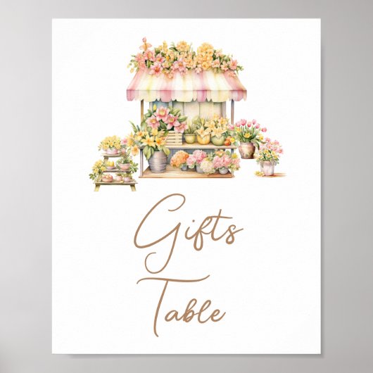 Poster Table de cadeaux de Baby Shower de mariage Fleurs (Devant)