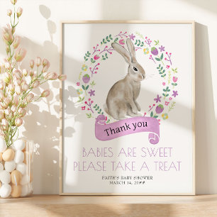 Poster Table de cadeaux de Baby Shower Little Bunny Sprin