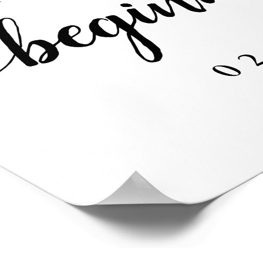 Poster Table de dessert Mariage de calligraphie noir et b (Coin)