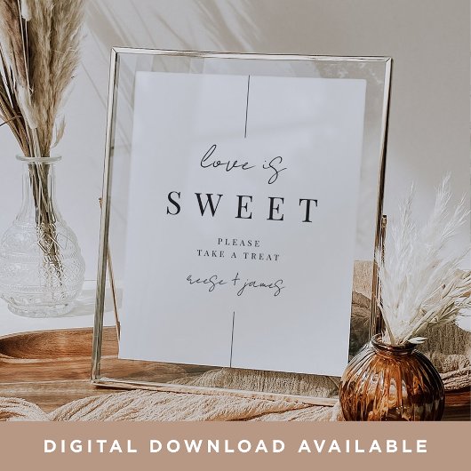 Poster Table de dessert minimaliste Mariage de script mod