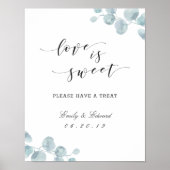 Poster Table de desserts de mariage de jardin d'eucalyptu (Devant)