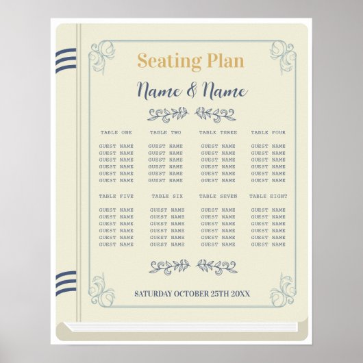 Poster Table de livre Sièges Mariage Bibliothèque 8 table (Devant)