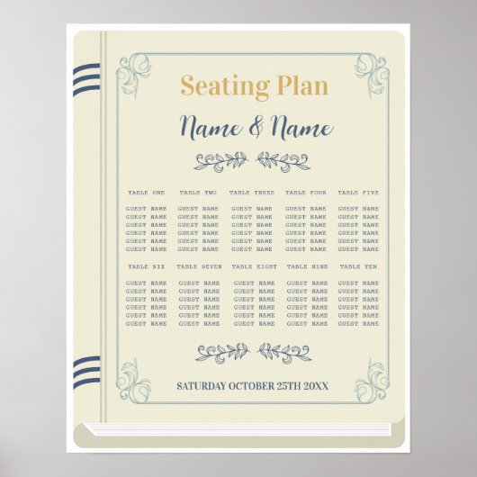 Poster Table de livre Sièges Mariage Bibliothèque Cream 1 (Devant)