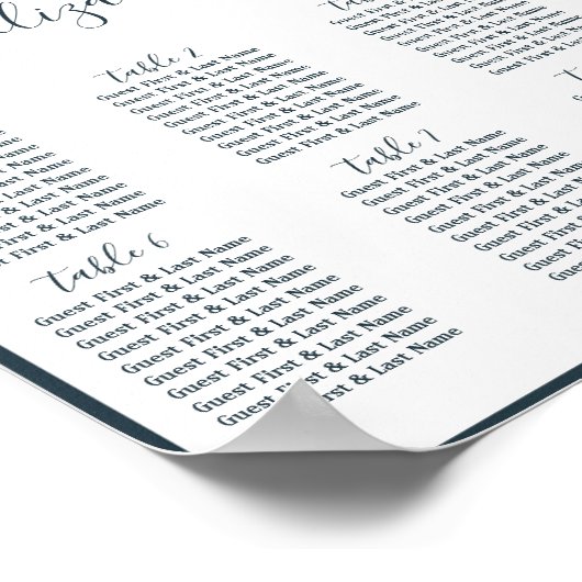 Poster Table de Mariage blanc et marine (Coin)