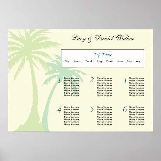 Poster Table de mariage de destination Plan 2 (Devant)