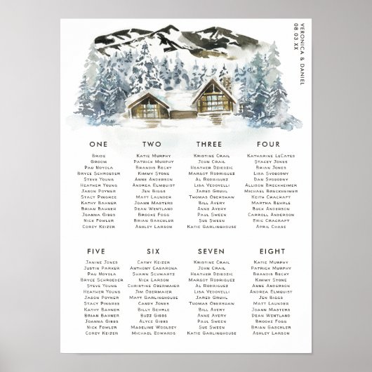 Poster Table de Mariage Rustique Winter Mountain (Devant)