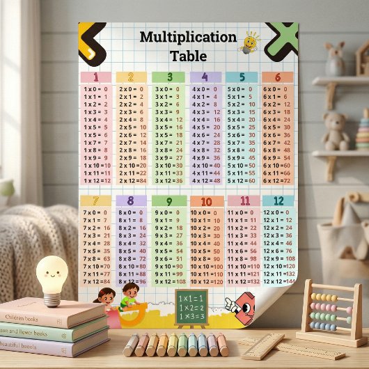 Poster Table de multiplication 1–12 Chambre des enfants e
