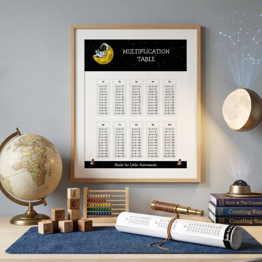 Poster Table de multiplication de l'astronaute de l'espac