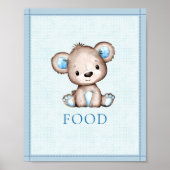 Poster Table de nourriture Cute Baby shower d'ours Brown (Devant)