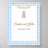 Poster Table de réception de Baby Shower Rustique Ours Bl (Devant)