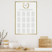 POSTER TABLE DE SEATING DE MARIAGE À COURONNE DE LAURIER  (Cuisine)