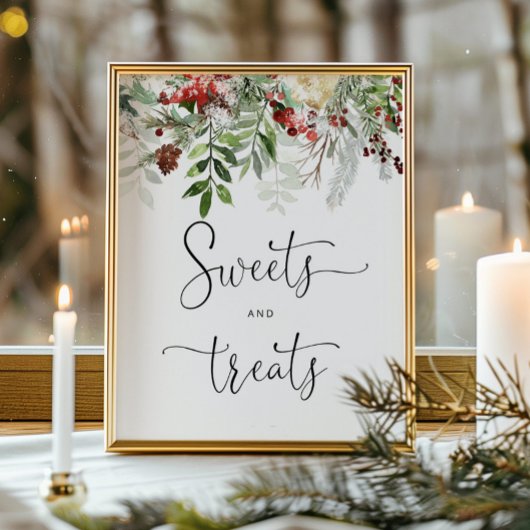 Poster Table de sucreries à feuillage persistant hivernal