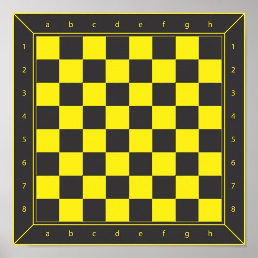 Poster Table d'échecs jaune et noir (Devant)
