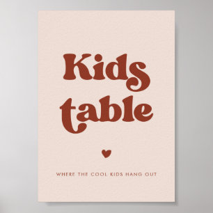 Poster Table d'enfants Mariage rose Peach Retro