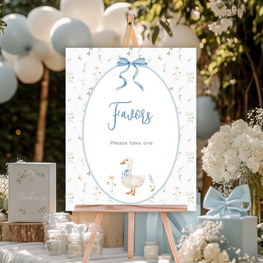 Poster Table des Faveurs de la douche pour bébé d'oie vin