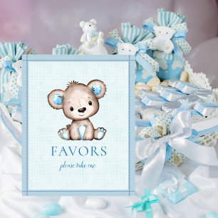 Poster Table des Favors pour une Baby Shower Ourson Brun