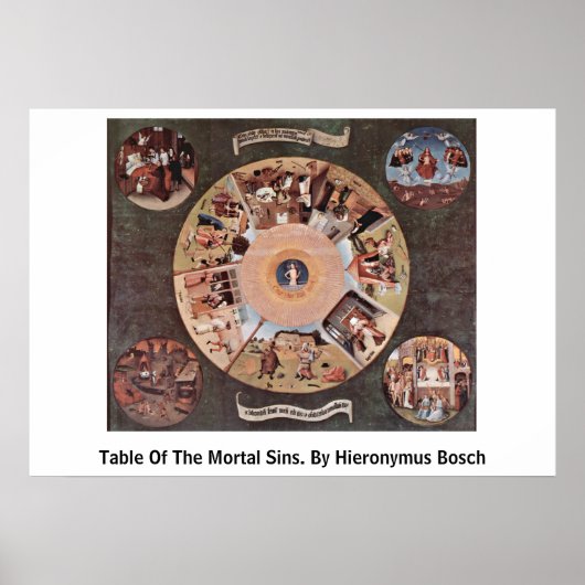 Poster Table Des Péchés Mortels. Par Hieronymus Bosch (Devant)