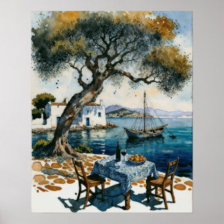 Poster Table en bord de mer