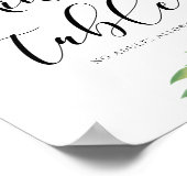 Poster Table Enfants Aquarelle vert feuille signe mariage (Coin)