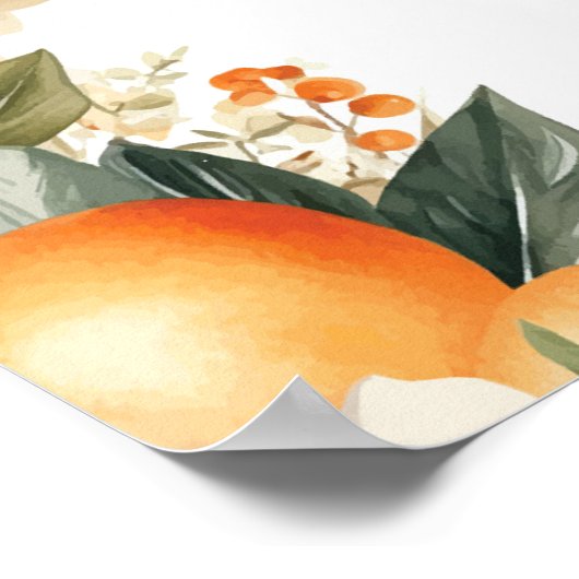 Poster Table Mariage 8 Florals Agrumes Oranges (Coin)