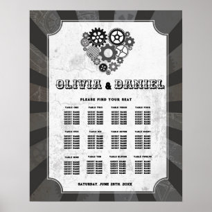 Poster Table Mariage Siège 12 Coeurs Mariages Steampunk
