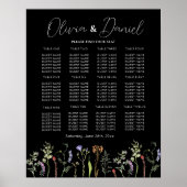 Poster Table Mariage Siège 12 Fleurs sauvages Floral Dark (Devant)