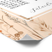 Poster Table Mariage Siège 8 Boho Florals Bohème (Coin)