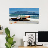 Poster Table Mountain & bateaux de pêche, Cap, RSA (Bureau à domicile)