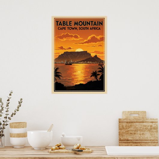 Poster Table Mountain Cape Town - Afrique du Sud V06 (Cuisine)