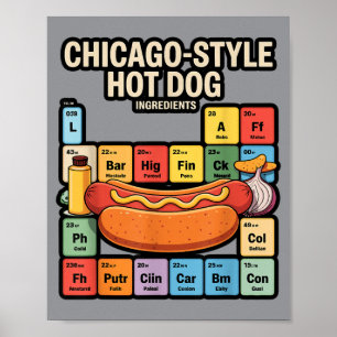 Poster Table périodique de dîner de hot-dog de style Chic