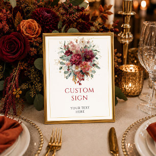 Poster Table personnalisée Automne Eucalyptus Or Bourgogn