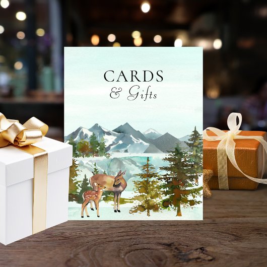 Poster Table pour Cartes et Cadeaux Shower Bébé Cerf Rust