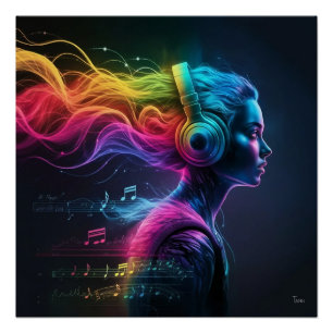 Poster Tableau 3D Vibrant à l'eau avec des Motifs torride