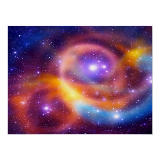Poster Tableau de galaxies d'étoiles et de gaz (Devant)