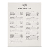 Poster Tableau de placement de sièges à monogramme classi (Devant)