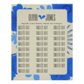 Poster Tableau de siège Mariage floral bleu romantique (Devant)